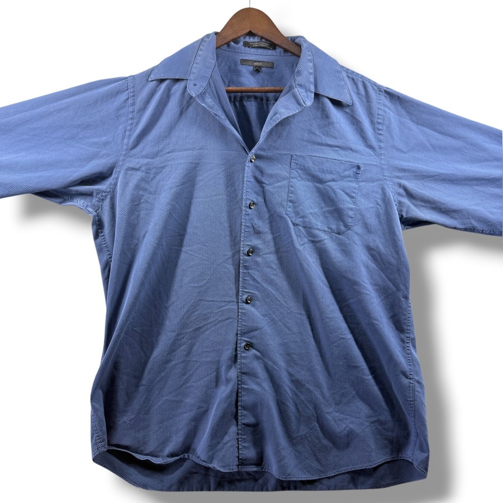 Apt 9 Mens Blue Textured Long Sleeve Button Down Shirt Size L 16.5 34/35